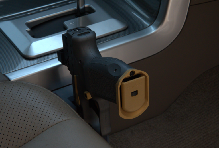At The Ready pistol mount: beside the console