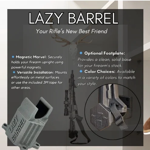Lazy Barrel Mount accessory for upright rifle and shotgun storage
